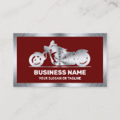 Donker Rood Staal Motorfiets Mechanic Visitekaartje (Voorkant)