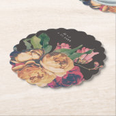 Donker Roos Botanische Fete Wedding Table Onderzet Kartonnen Onderzetters (Gekanteld)