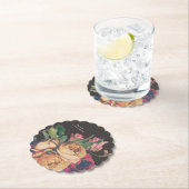 Donker Roos Botanische Fete Wedding Table Onderzet Kartonnen Onderzetters (Insitu)