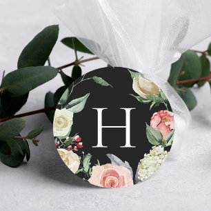 Donker Roos Monogram Wedding Envelope Seal Ronde Sticker