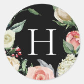 Donker Roos | Monogram Wedding Envelope Seal Ronde Sticker (Voorkant)