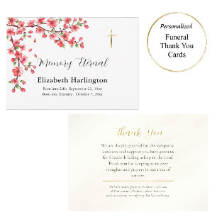 Donker Roze Bloemen Tak Orthodoxe Herdenking Bedankkaart