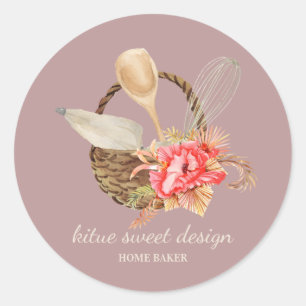 Donker Roze Gebak Chef Bakkerij Ronde Sticker