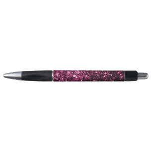 Donker roze namaak glanzende glitter vonken pen