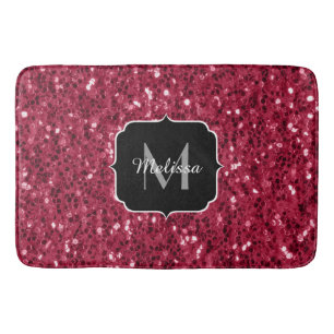 Donker roze rood magenta nepschitterende Monogram Badmat