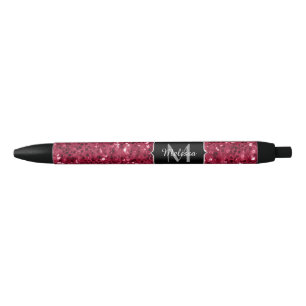 Donker roze rood magenta nepschittertjes Monogram Zwarte Inkt Pen