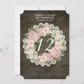 Donker Rustiek Houten Tafelnummers Roze Hydrangea  (Achterkant)