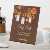 Donker Rustiek Sinaasappel Bloemen Mason Jar Bruil Reclamebord Met Voetstuk (Insitu)