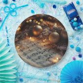 Donker Rustieke Kerst Musical Notes Papieren Bordje (Feest)