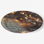 Donker Rustieke Kerst Musical Notes Papieren Bordje (Gekanteld)