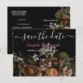 Donker sinaasappel Bloemen Bewaar de datum Aankondigingskaart (Voorkant / Achterkant)