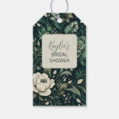 Donker smaragdgroene bloem cadeaulabel (Voorkant)