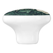 Donker smaragdgroene bloem keramische knop (Zijkant)