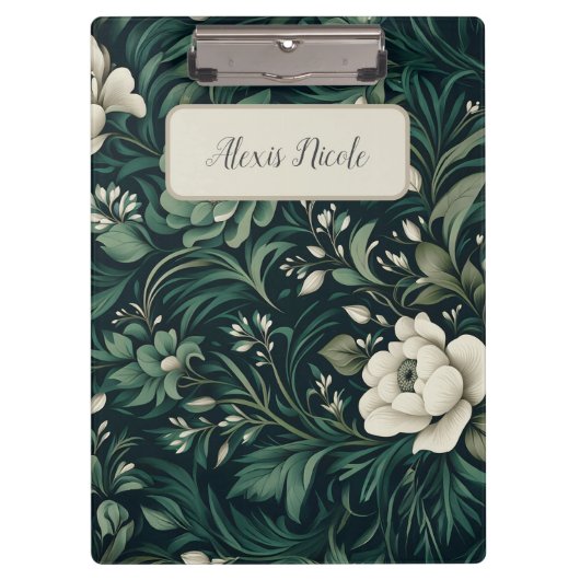 Donker smaragdgroene bloem klembord (Voorkant)