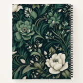 Donker smaragdgroene bloem notitieboek (Achterkant)