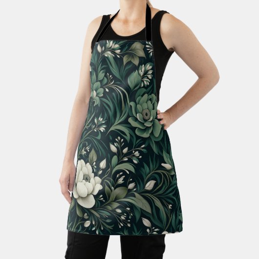 Donker smaragdgroene bloem schort (Insitu)