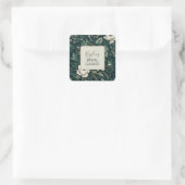 Donker smaragdgroene bloem vierkante sticker (Tas)