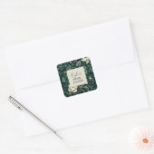 Donker smaragdgroene bloem vierkante sticker (Envelop)