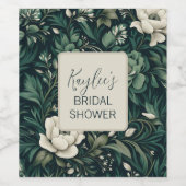 Donker smaragdgroene bloem wijn etiket (Enkel label)