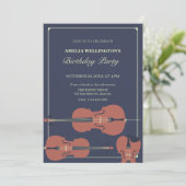 Donker stijlvolle viool cello klassieke verjaardag kaart (Staand voorkant)