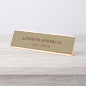 Donker Tan Bruin Kleur Professionele Modern Plain Bureau Naambordje (Voorkant)