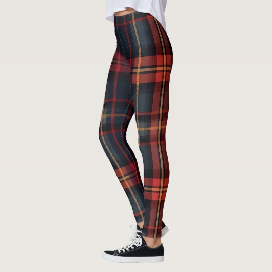 Donker tartanpatroon leggings (Links)