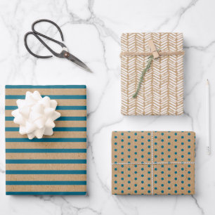 Donker Teal Blauw Groen Lijnen Nep Rustiek Bruin K Inpakpapier Vel
