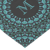 Donker Teal Mandala Monogram Medium Tafelloper (Hoek)
