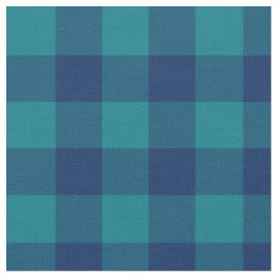 Donker Turkoois en Marineblauw Gingham Plaid Stof