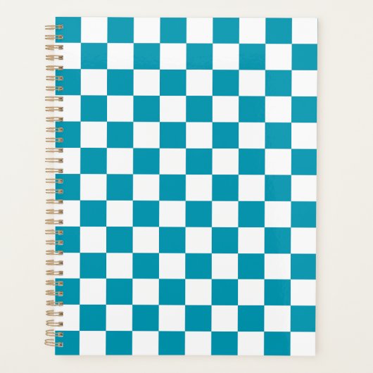 Donker turquoise geruit planner (Voorkant)