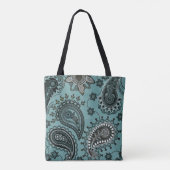 Donker turquoise paisley draagtas (Achterkant)