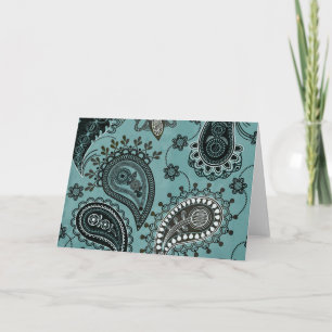 Donker turquoise paisley kaart