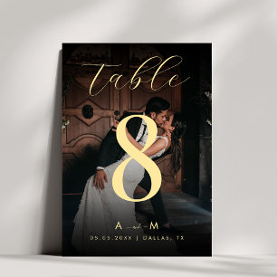 Donker Vervaagd Foto & Monogram Elegant Zwart Brui Kaart