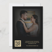 Donker Vervaagde Foto Gouden Ampersand QR Code Bru Save The Date (Achterkant)