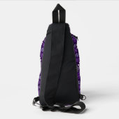 Donker violette bloem doedel patroon sling bag (Achterkant)