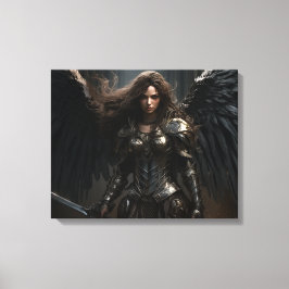 Donker Vrouw Angel Knight - Uitgerekte Canvas Prin Afdruk