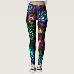 Donker Wonderland Bold Glamour Bloemig Bloemen Leggings