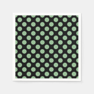 Donker Zee Groen op Zwart Grote Polka Dots Papier Servet