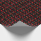 Donker Zwart en Rood Traditionele Kerst Tartan Cadeaupapier (Hoek)