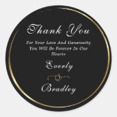 Donker Zwart Goud Elegant Wit Script Bedankt Ronde Sticker (Voorkant)