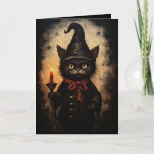 Donker zwart kat ontwerp voor Halloween, Goth & Oc Kaart