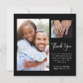 Donker Zwart Wit Bloemen Elegante Huwelijk Dank u Kaart (Voorkant)