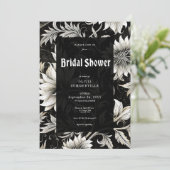 Donker  Zwart & Wit Damask Vrijgezellenfeest Kaart (Staand voorkant)