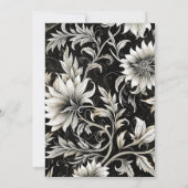 Donker  Zwart & Wit Damask Vrijgezellenfeest Kaart (Achterkant)