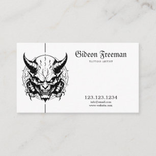 Donker Zwart & Wit Demon Tattoo Artiest Visitekaartje