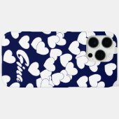 Donkerblauw, aangepaste naam Sjabloon, witte harte Case-Mate iPhone Case (Achterkant (horizontaal))