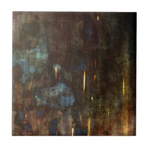 Donkerblauw Abstract bruin Tegeltje