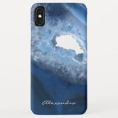 Donkerblauw agaat geode monogram Case-Mate iPhone case (Achterkant)
