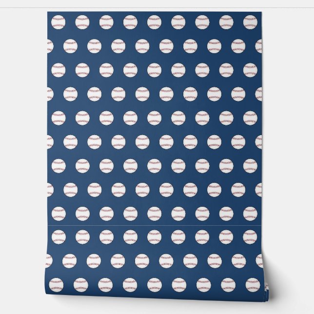Donkerblauw Baseball behang (Afrollen)
