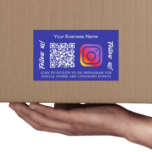 Donkerblauw bedrijfsnaam qr code Instagram Rechthoekige Sticker